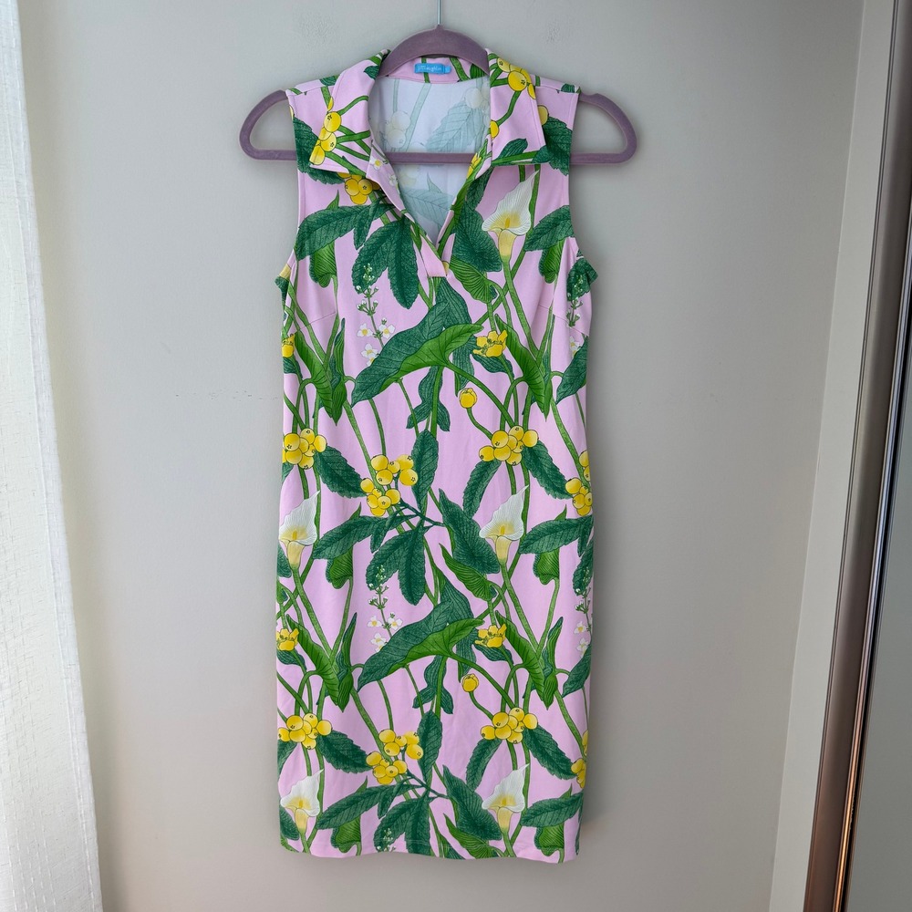 J.McLaughlin Pink Catalina Cloth Tropical Floral Sleeveless Shift Dress Small